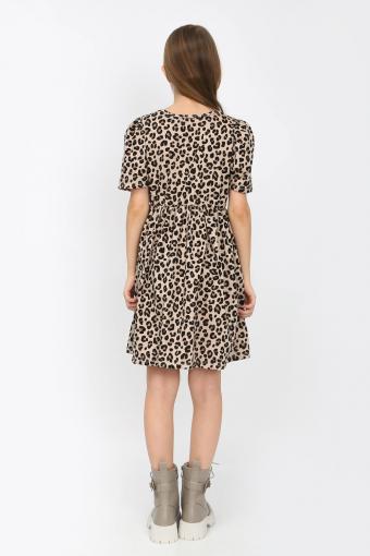 Платье Леопард короткий рукав-фонарик арт. ПЛ-372 (Леопард) (Фото 2)