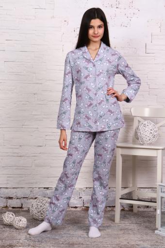 Пижама-костюм для девочки арт. ПД-006 (Кошки звезды и сердечки) - Лазар-Текс
