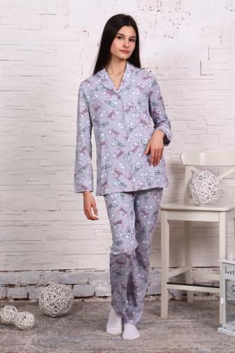 Пижама-костюм для девочки арт. ПД-006 (Кошки звезды и сердечки) (Фото 2)