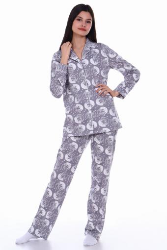 Пижама-костюм для девочки арт. ПД-006 (Кошки серые) - Лазар-Текс