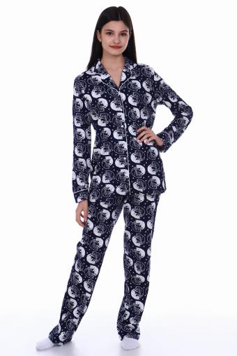 Пижама-костюм для девочки арт. ПД-006 (Кошки синие) - Лазар-Текс