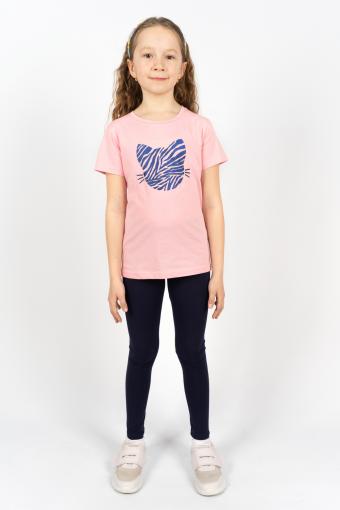 Комплект для девочки 41110 (футболка _лосины) (С.розовый/т.синий) - Лазар-Текс