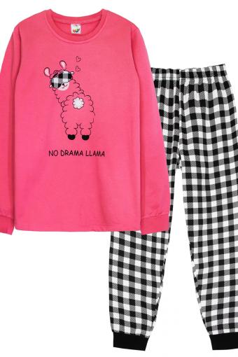 Пижама для девочки 91229 (Розовый/черная клетка) - Лазар-Текс