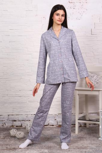 Пижама-костюм для девочки арт. ПД-006 (Звери на сером) - Лазар-Текс