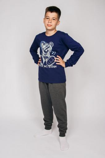 Пижама для мальчика 92214 (Темно-синий/т.серый меланж) - Лазар-Текс