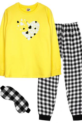 Пижама для девочки 91228 (Желтый/черная клетка) - Лазар-Текс
