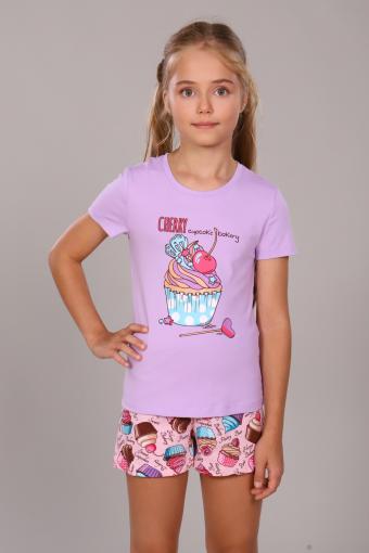 Пижама для девочки Кексы арт. ПД-009-027 (Светло-сиреневый) - Лазар-Текс