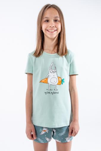 Пижама для девочки Кролик-морковка арт. ПД-009-055 (Васаби/зеленый) - Лазар-Текс