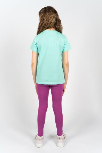 Комплект для девочки 41109 (футболка _ лосины) (Мятный/лиловый) (Фото 2)