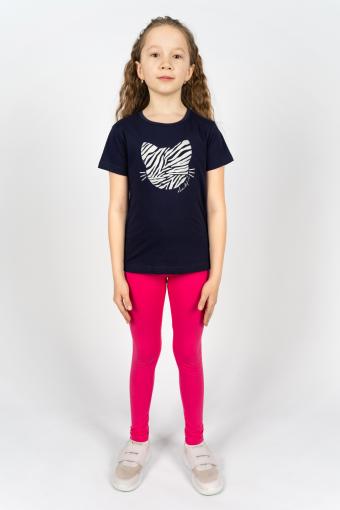 Комплект для девочки 41110 (футболка _лосины) (Т.синий/розовый) - Лазар-Текс