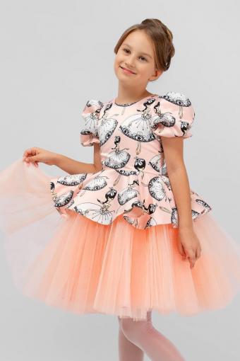 Платье нарядное для девочки SP2010 (Персиковый) - Лазар-Текс