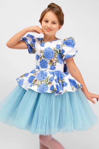 Платье нарядное для девочки SP2010 (Голубой) - Лазар-Текс