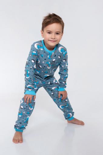 КосмоДино - детская пижама теплая (Серый) (Фото 2)