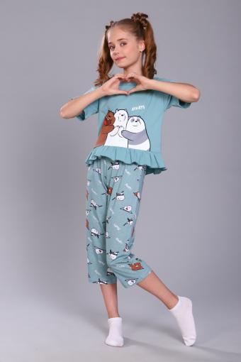 Пижама для девочки Три медведя арт. ПД-021-047 (Бирюза) (Фото 2)