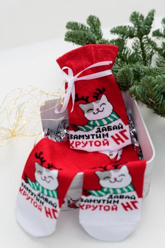 Носки женские Кот в мешке комплект 1 пара (Красный) - Лазар-Текс