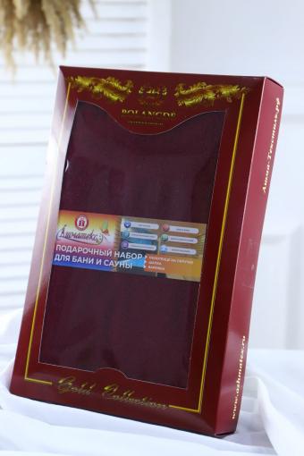 Полотенце САУНА махровое мужское подарочная упаковка (Бордовый) (Фото 2)