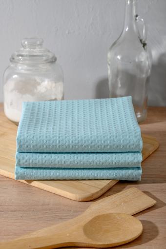 Набор вафельных полотенец в подарочной упаковке (Голубой) (Фото 2)
