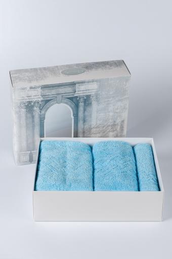 Набор махровых полотенец в подарочном коробе Плэйт (Голубой) (Фото 2)