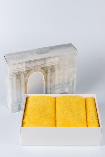 Набор махровых полотенец в подарочном коробе Плэйт (Желтый) (Фото 2)