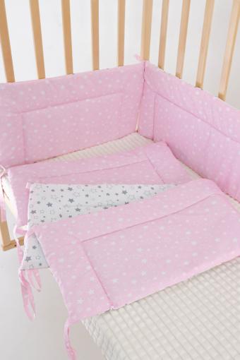 Бортик в детскую кроватку четырехсторонний БРК32/звездочка-розовая (В ассортименте) - Лазар-Текс