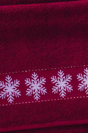 Полотенце махровое Снежинки (Красный) - Лазар-Текс