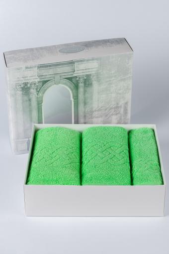 Набор махровых полотенец в подарочном коробе Плэйт (Салатовый) (Фото 2)