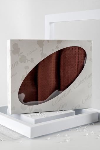 Набор вафельных полотенец в подарочном коробе (Шоколад) - Лазар-Текс