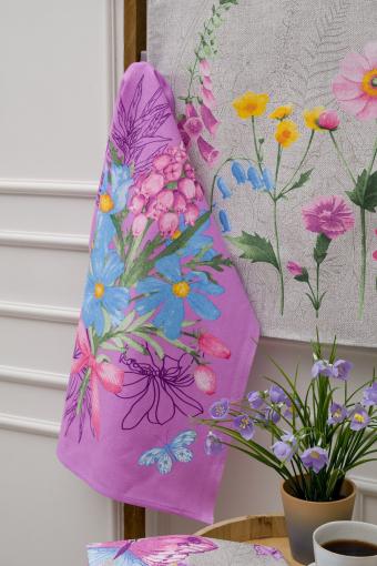Полотенце Бабочки и цветы купон (Серый) (Фото 2)