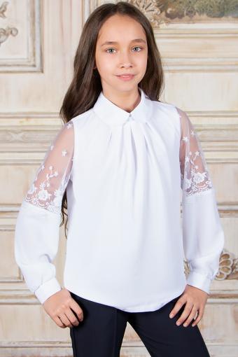 Блузка для девочки длинный рукав SP004 (Белый) - Лазар-Текс