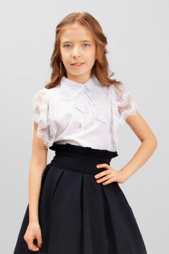 Блузка для девочки короткий рукав SP013 (Белый) - Лазар-Текс