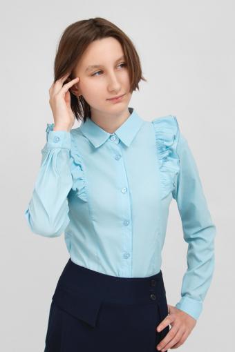 Блузка для девочки длинный рукав SP0222 (Голубой) - Лазар-Текс