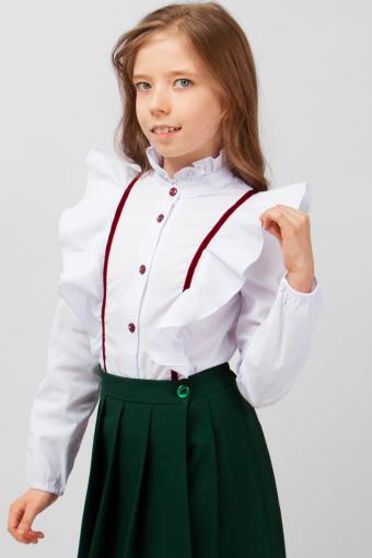 Блузка для девочки SP0622 (Бело-бордовый) - Лазар-Текс