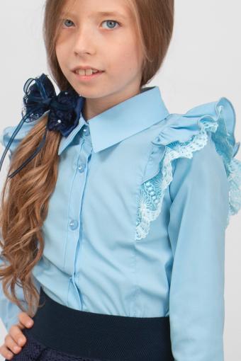 Блузка для девочки длинный рукав SP0422 (Голубой) (Фото 2)