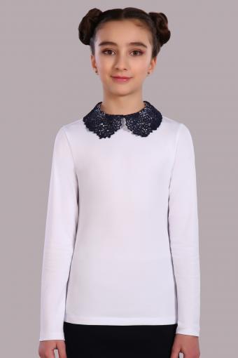 Блузка для девочки Марта 13153 (Белый/темно-синий) - Лазар-Текс