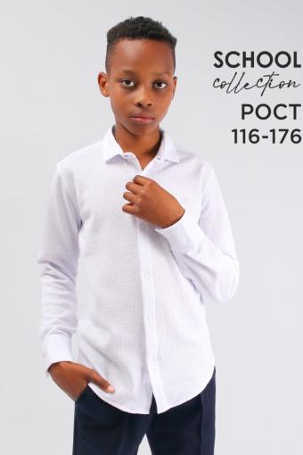 Рубашка трикотажная для мальчика на кнопках SP5051 (Белый) - Лазар-Текс