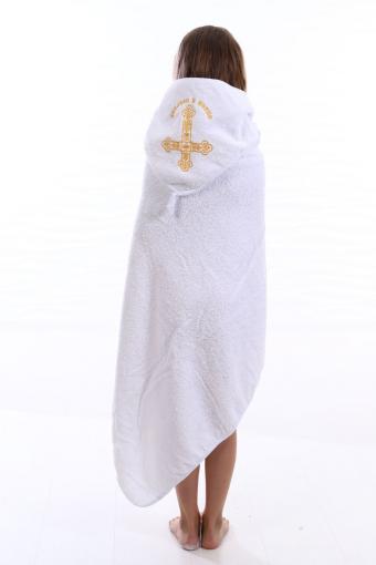 Полотенце с уголком крестильное 100*106 махровое (Белый) - Лазар-Текс