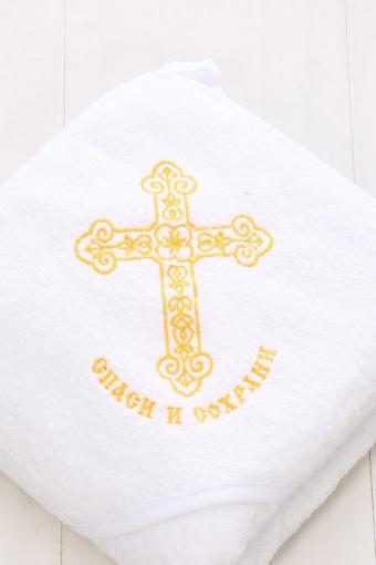 Полотенце с уголком крестильное 100*106 махровое (Белый) (Фото 2)