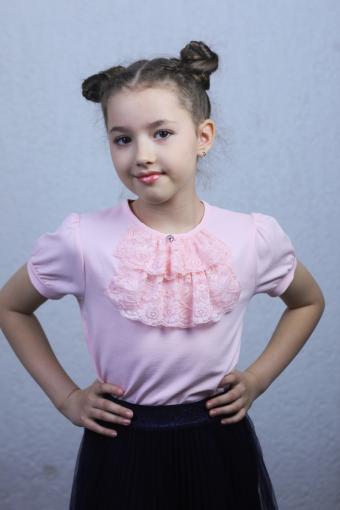 Джемпер с коротким рукавом для девочки 61318 (Нежно-розовый) - Лазар-Текс