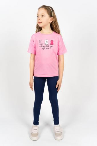 Комплект для девочки 41103 (футболка_лосины) (С.розовый/синий) - Лазар-Текс