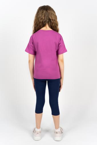 Комплект для девочки 41104 (футболка_бриджи) (Ягодный/синий) (Фото 2)