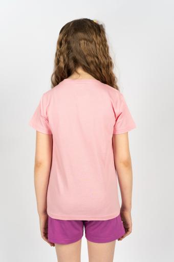 Комплект для девочки 41107 (футболка_ шорты) (С.розовый/лиловый) (Фото 2)