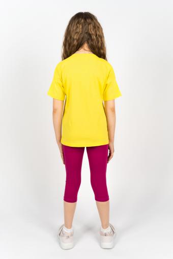 Комплект для девочки 41105 (футболка_ бриджи) (Желтый/ягодный) (Фото 2)