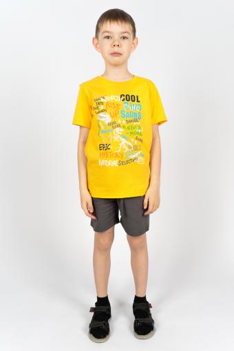 Комплект для мальчика 4292 (футболка _ шорты) (Желтый/т.серый) - Лазар-Текс