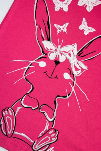 Комплект для девочки 41106 (футболка_ шорты) (Розовый/т.синий) (Фото 2)