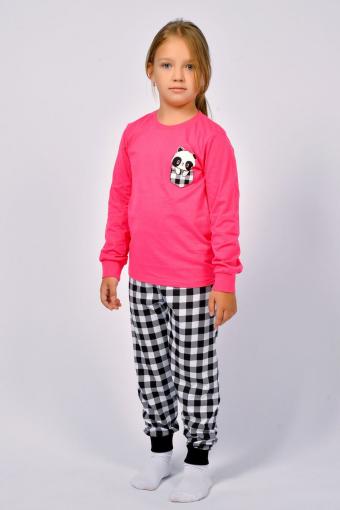 Пижама для девочки 91220 (Ярко-розовый/черная клетка) - Лазар-Текс