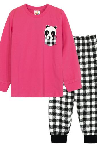 Пижама для девочки 91220 (Ярко-розовый/черная клетка) (Фото 2)