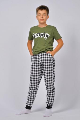 Пижама для мальчика 92212 (Хаки/черная клетка) - Лазар-Текс
