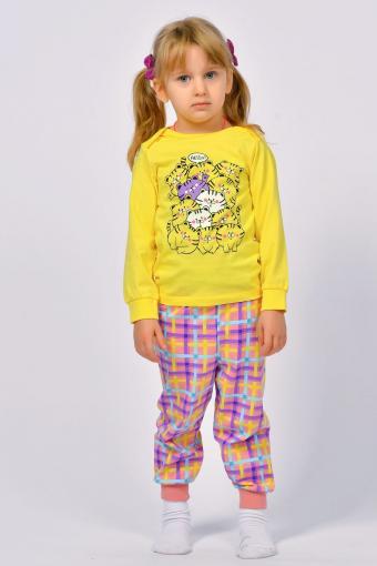 Пижама для девочки 91217 (Желтый/розовая клетка) - Лазар-Текс