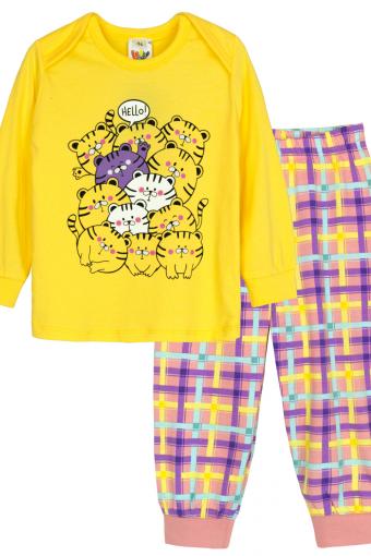 Пижама для девочки 91217 (Желтый/розовая клетка) (Фото 2)