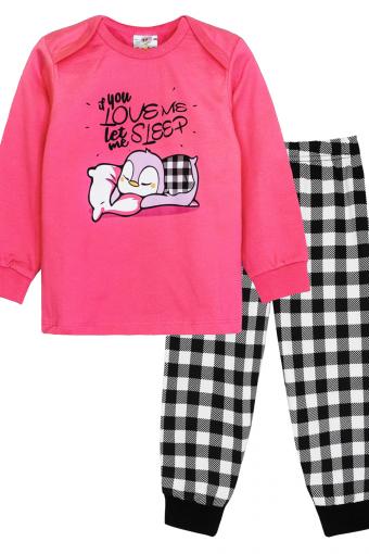 Пижама для девочки 91218 (Розовый/черная клетка) - Лазар-Текс